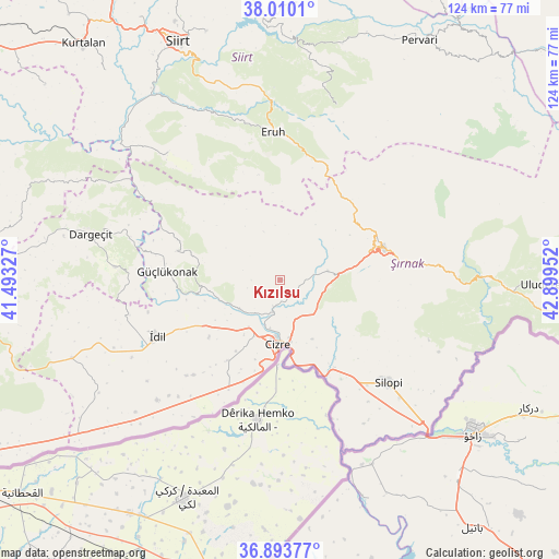 Kızılsu on map