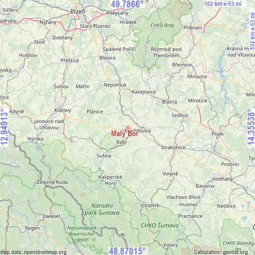 Malý Bor on map