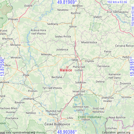 Malšice on map