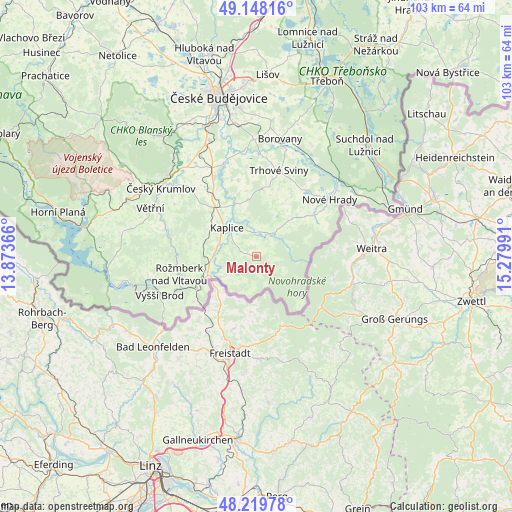 Malonty on map