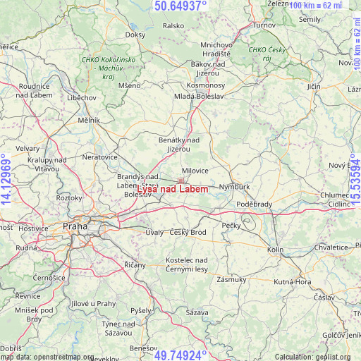 Lysá nad Labem on map