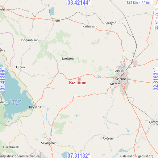 Kızılören on map