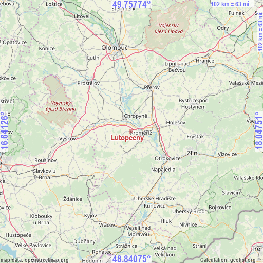 Lutopecny on map