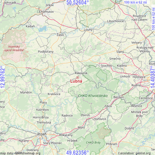 Lubná on map