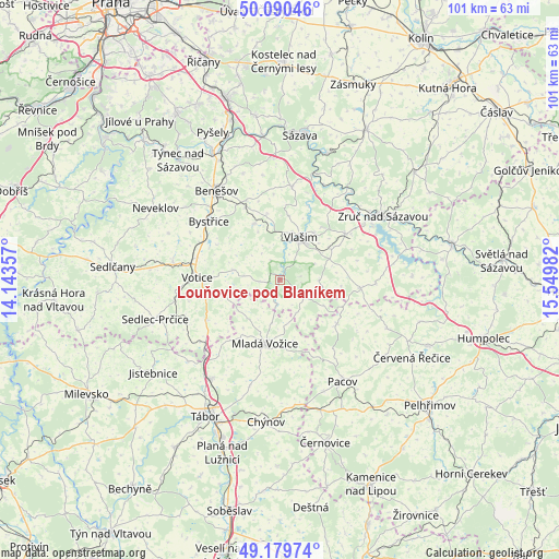 Louňovice pod Blaníkem on map