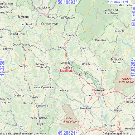 Loštice on map