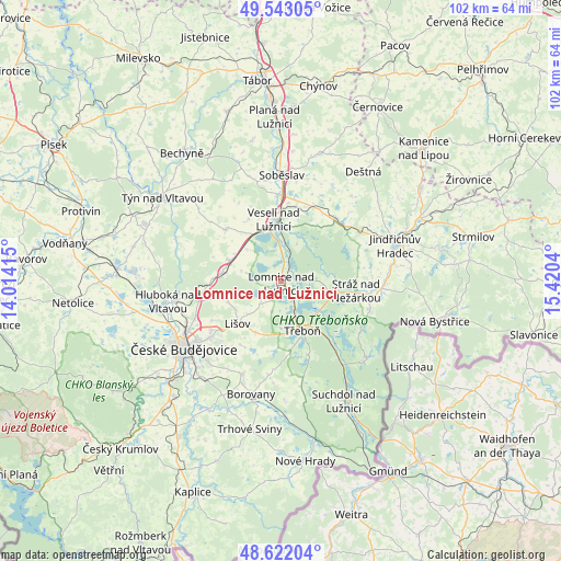 Lomnice nad Lužnicí on map