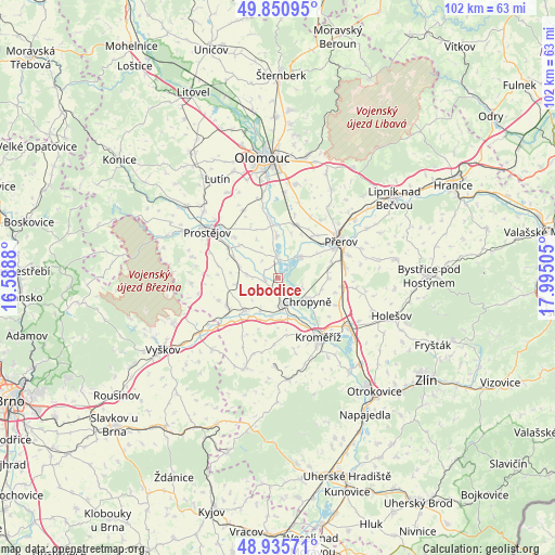 Lobodice on map