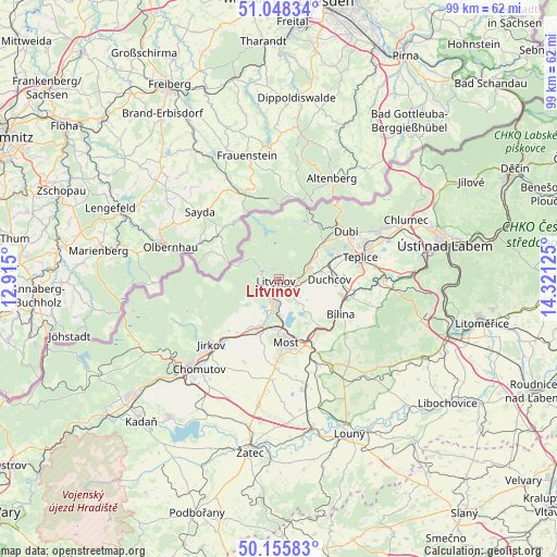 Litvínov on map