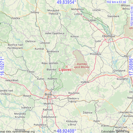 Lipovec on map
