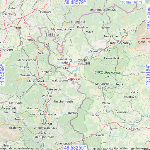 Lipová on map