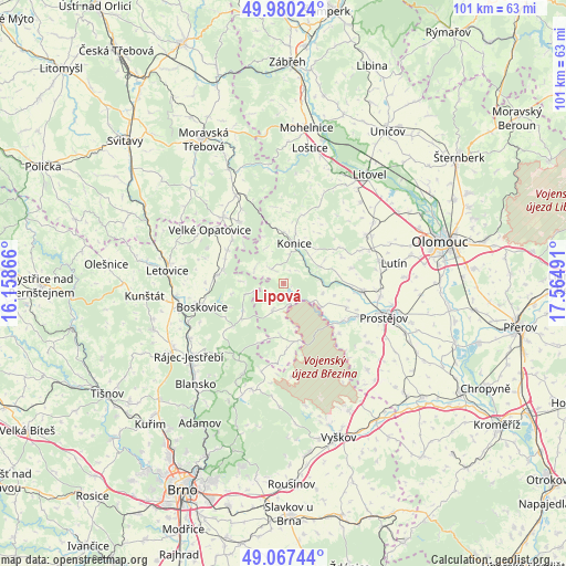 Lipová on map