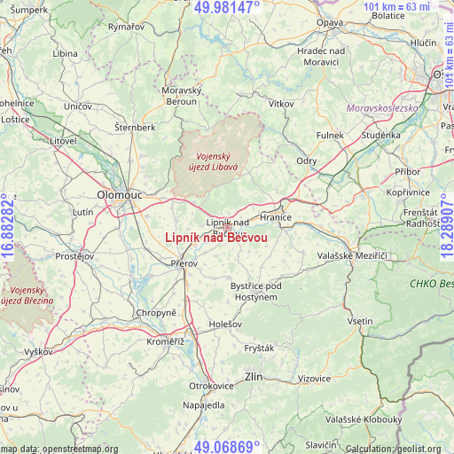 Lipník nad Bečvou on map