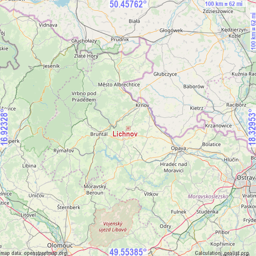 Lichnov on map