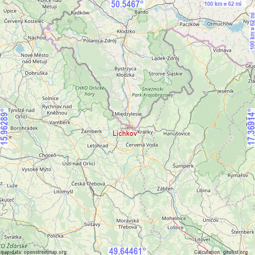 Lichkov on map