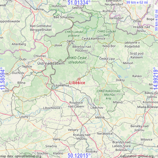 Liběšice on map