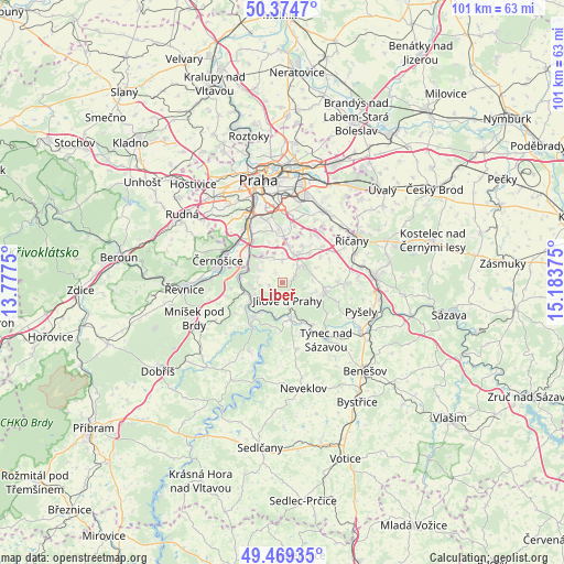 Libeř on map