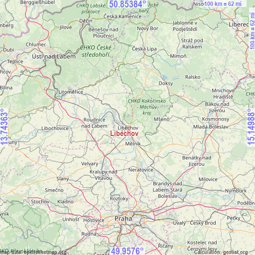 Liběchov on map