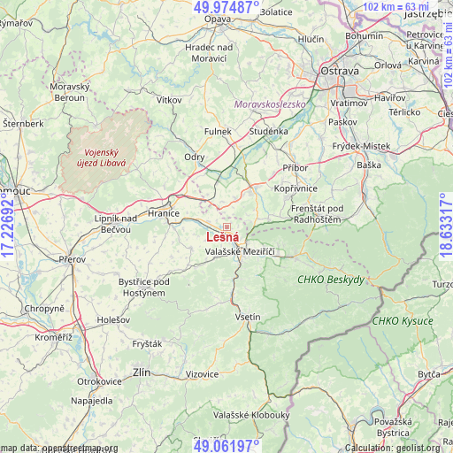 Lešná on map