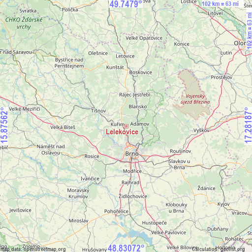Lelekovice on map