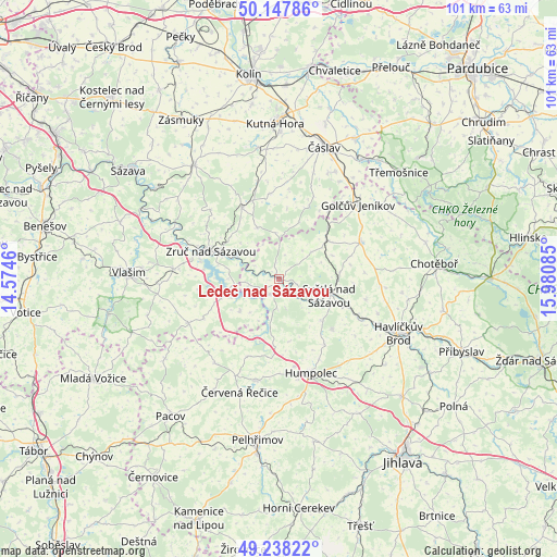 Ledeč nad Sázavou on map