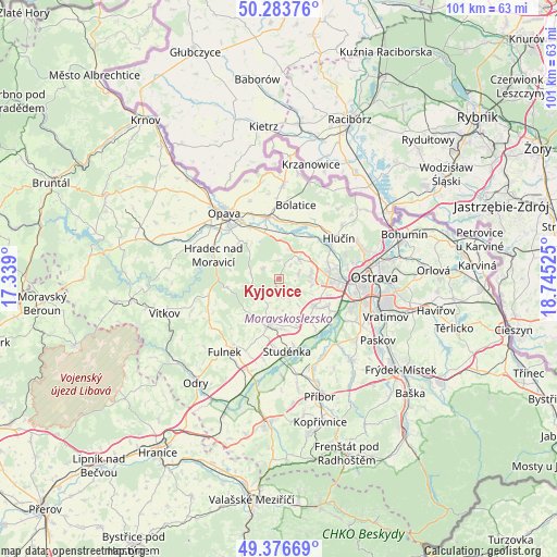 Kyjovice on map