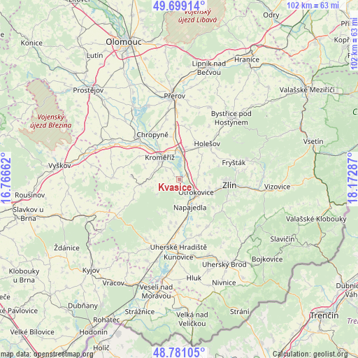 Kvasice on map