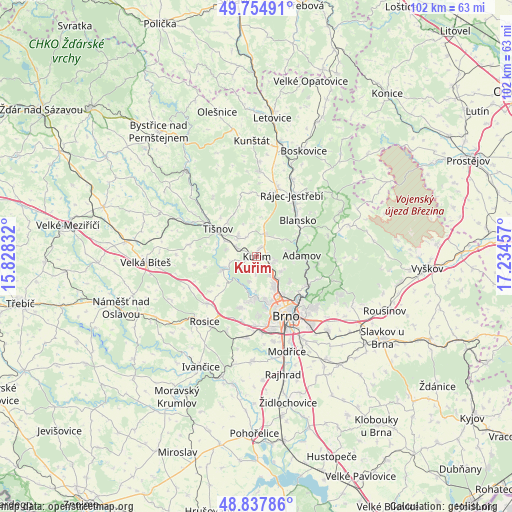 Kuřim on map