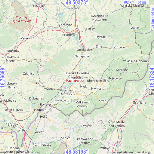 Kunovice on map