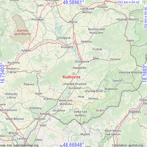 Kudlovice on map