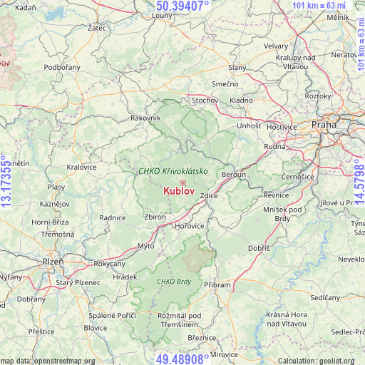 Kublov on map