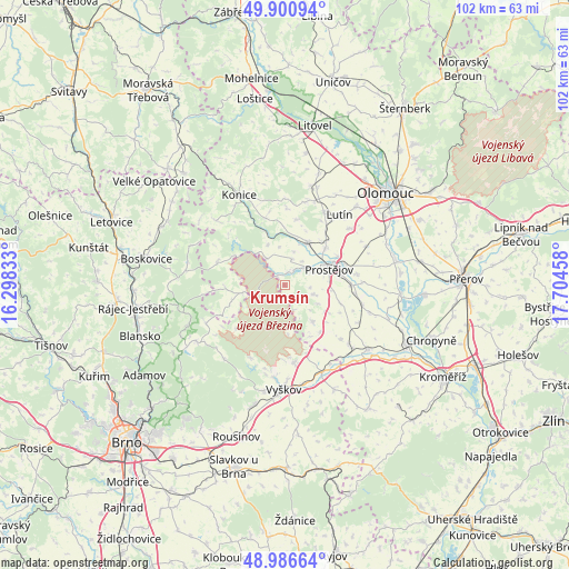 Krumsín on map