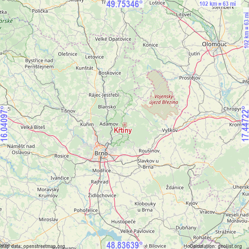 Křtiny on map