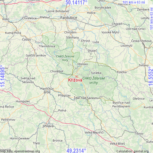 Křížová on map