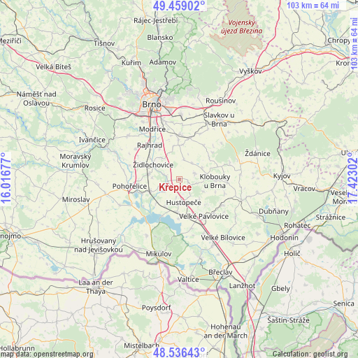 Křepice on map