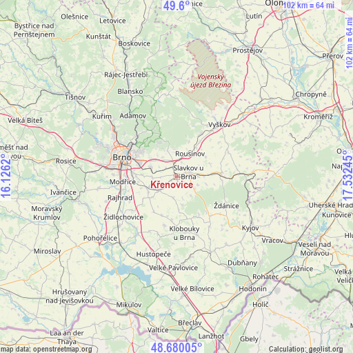 Křenovice on map
