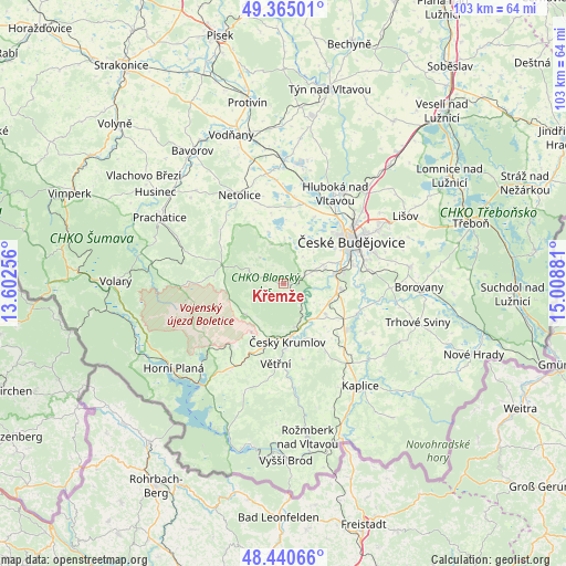 Křemže on map