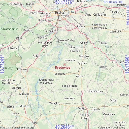 Křečovice on map