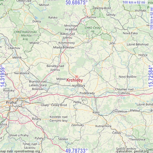 Krchleby on map