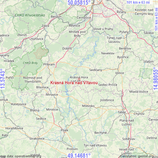 Krásná Hora nad Vltavou on map