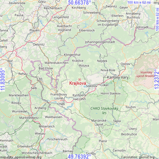 Krajková on map