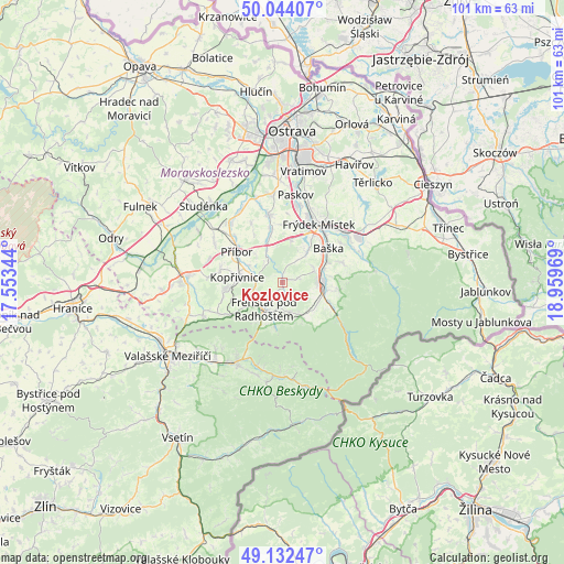 Kozlovice on map