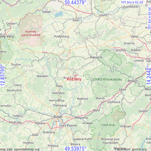 Kožlany on map