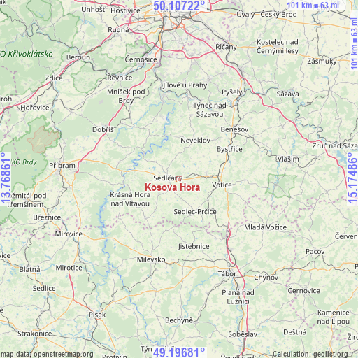 Kosova Hora on map