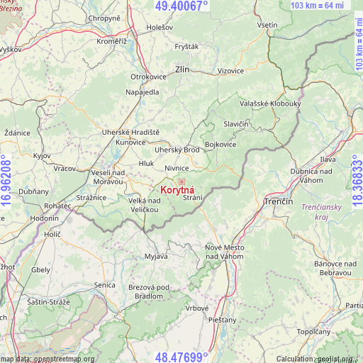 Korytná on map