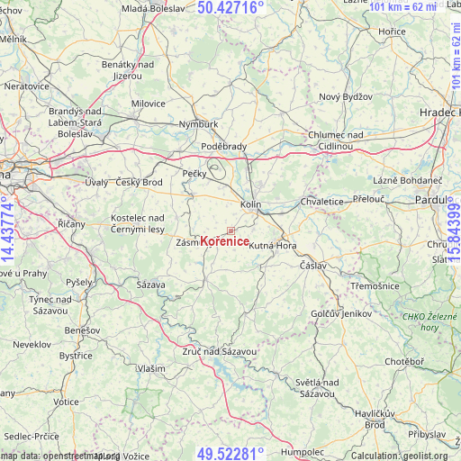 Kořenice on map