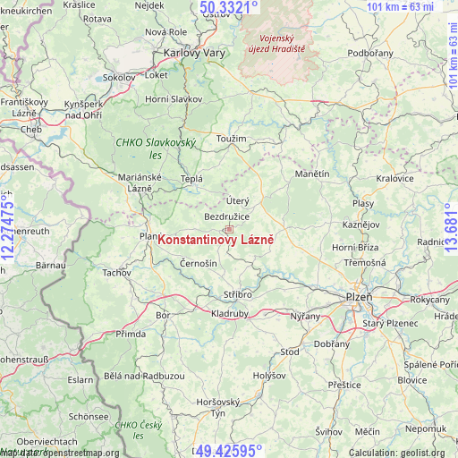 Konstantinovy Lázně on map