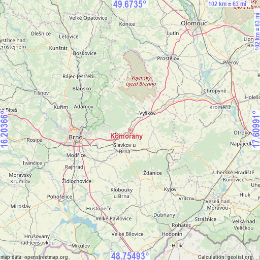 Komořany on map