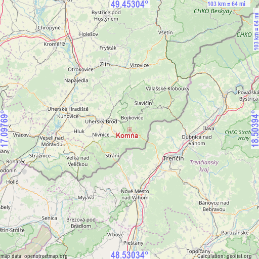 Komňa on map