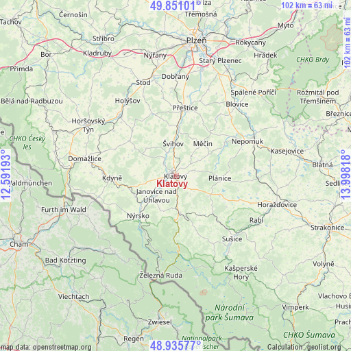Klatovy on map